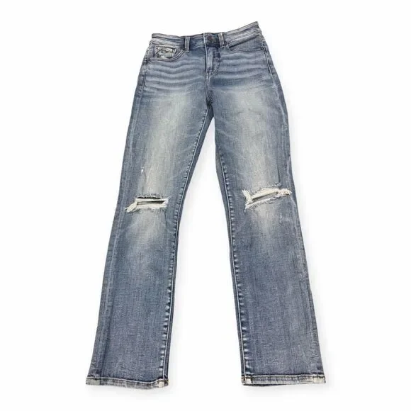 BUCKLE BLACK Women’s Light Wash Distressed Knee Mom Jeans Size 25 - Picture 2 of 8